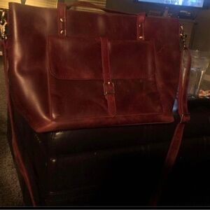 Distressed leather tote